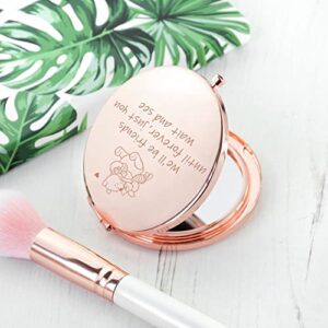 Funny Little Bear We'll be Friends Until Forever Travel Compact Pocket Makeup Mirror, Winnie The Pooh Engraved Compact Mirror for Sister Women Best Friends Girls Daughter Birthday