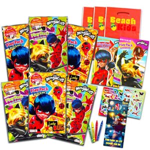 zagtoon miraculous ladybug party favors set - bundle with 6 miraculous ladybug grab n go play packs with coloring pages, stickers and more (miraculous ladybug party supplies)