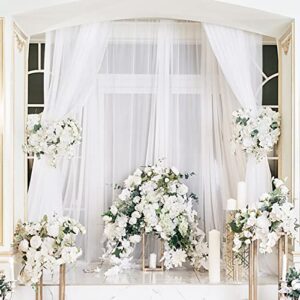 White Drapes Backdrop Decorations - 2 Panels 4.9ftx10ft Sheer Chiffon Curtain Backdrop Drapes Wedding Party Curtain Decoration