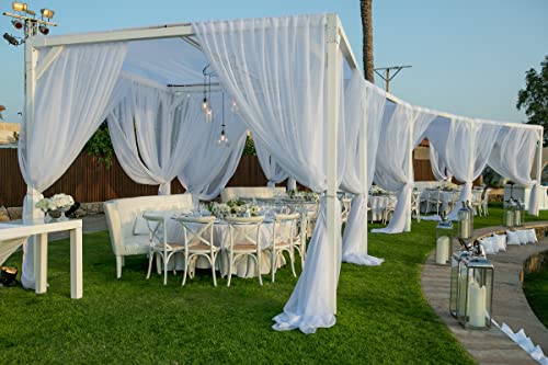 White Drapes Backdrop Decorations - 2 Panels 4.9ftx10ft Sheer Chiffon Curtain Backdrop Drapes Wedding Party Curtain Decoration