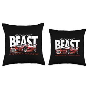 Motorsport Track Racing Street Race Pit Clothing Import Street Racer, Japanese Racing, Tuner Car Themed Throw Pillow, 16x16, Multicolor