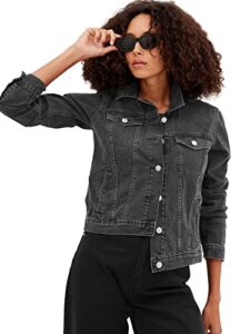 gap womens icon denim jacket, black alpine, medium us
