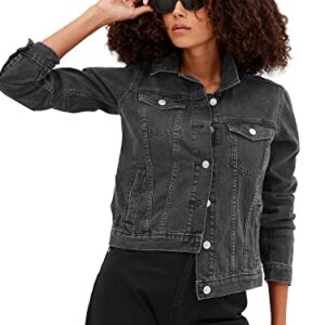 GAP womens Icon Denim Jacket, Black Alpine, Medium US