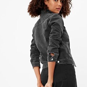 GAP womens Icon Denim Jacket, Black Alpine, Medium US