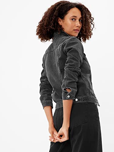 GAP womens Icon Denim Jacket, Black Alpine, Medium US