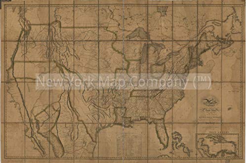 INFINITE PHOTOGRAPHS 1819 Map| Map of The United States of America : with The contiguous British and Spanish pos