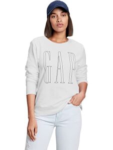 gap womens logo crew hooded sweatshirt, white000, large us