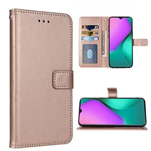 fdcwtsh compatible with infinix smart 5 wallet case wrist strap lanyard and leather flip card holder stand cell accessories mobile folio phone cover for infinix smart 5 2020 women men rose gold