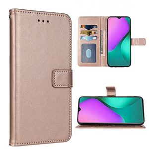 FDCWTSH Compatible with Infinix Smart 5 Wallet Case Wrist Strap Lanyard and Leather Flip Card Holder Stand Cell Accessories Mobile Folio Phone Cover for Infinix Smart 5 2020 Women Men Rose Gold