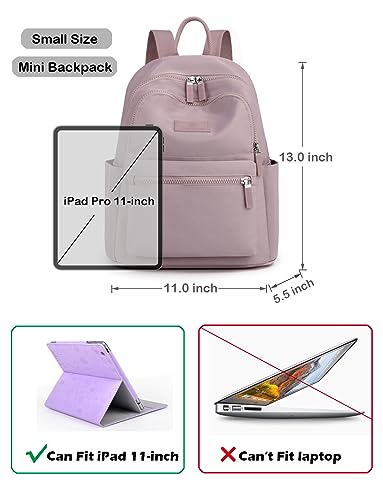 Collsants Small Backpack for Women Mini Backpack Small Backpack Purse Nylon Day Packs (Light Purple)