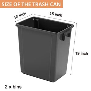 Coralov Pull Out Trash Can Under Cabinet Kitchen 16 Gallon/64 Qt. Dual Trash Bins Suit for Minumum 18 inch Wide Cabinet Slide Out Cabinet Trash Can - Grey