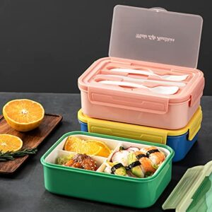 TGGDGG Bento Boxes for Adults - 1400 ML Bento Lunch Box for Kids Children with Spoon & Fork, Lunch Containers Durable with Compartments Sauce Container for On-the-Go Meal, Food-Safe Materials (Pink)