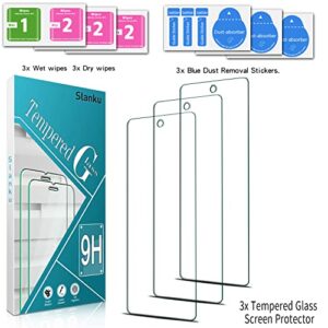 Slanku [3-Pack] Screen Protector for Xiaomi Redmi Note 10 Pro, Note 10 Pro Max Tempered Glass, 9H Hardness, AntiScratch, Bubble-Free, Case Friendly