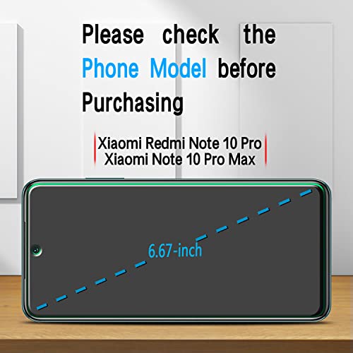 Slanku [3-Pack] Screen Protector for Xiaomi Redmi Note 10 Pro, Note 10 Pro Max Tempered Glass, 9H Hardness, AntiScratch, Bubble-Free, Case Friendly