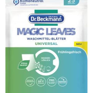 Dr. Beckmann Magic Leaves Universal Detergent Sheets, Pre-Dosed and Water-Soluble Wash Sheets, Space-Saving and Easy to Use