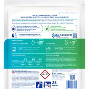 Dr. Beckmann Magic Leaves Universal Detergent Sheets, Pre-Dosed and Water-Soluble Wash Sheets, Space-Saving and Easy to Use