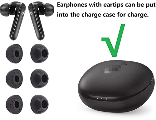 BLLQ Memory Foam Ear Tips Compatible with Anker Soundcore P2 / P3 and Other Sound Core T W S Earbuds, Foam Ear Buds Ear Cap Ear Plug Eartips, LMS 3 Size 3 Pairs , Black SC