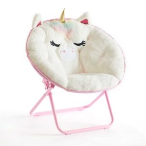 heritage kids unicorn saucer chair, for gaming textile, white