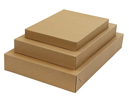 All Day Gifts 10 Assorted Kraft Gift Boxes with Lids - Thick Heavy Duty Kraft Apparel Boxes