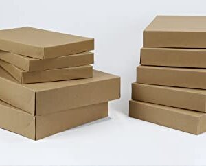 All Day Gifts 10 Assorted Kraft Gift Boxes with Lids - Thick Heavy Duty Kraft Apparel Boxes