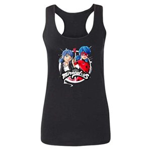 pop threads miraculous ladybug and cat noir merch marinette tank top tee for women black m