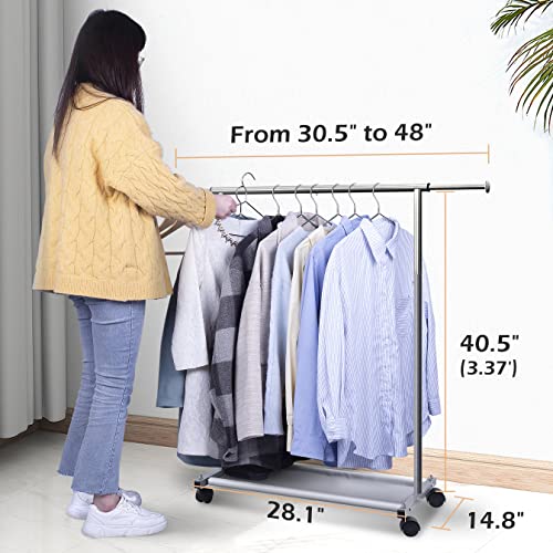 MISSLO Short Clothing Racks for Hanging Clothes with Bottom Shelves and Wheels Heavy Duty Rolling Clothes Rack Kids Clothing Rack for Adult Coat, Closet, Wardrobe