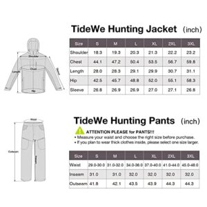 TIDEWE Hunting Clothes for Men with Fleece Lining, Safety Strap Compatible Water Resistant Silent Jacket and Pants, Hunting Suit for Climbing Hiking Trekking Camping (Next Camo G2 Size L)