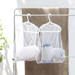mesh pillow toy clothes rack foldable doll clothes rack balcony clothes dryer wardrobe cushion storage bag 2pack (l, white)