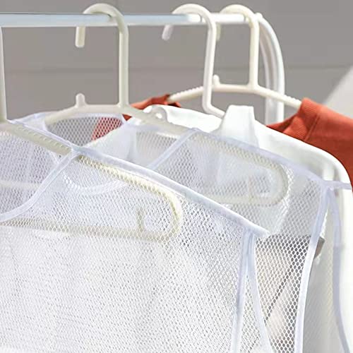 Mesh Pillow Toy Clothes Rack Foldable Doll Clothes Rack Balcony Clothes Dryer Wardrobe Cushion Storage Bag 2pack (L, White)