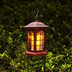 Solar Outdoor Waterproof Hanging Lantern, Garden Decorative Solar Lights PVC Upgrade 3 LED Flickering Flameless Candle Decorative Lights for Garden(Garden Candle)