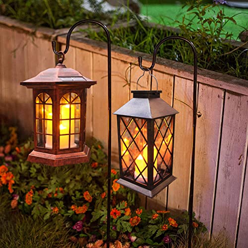 Solar Outdoor Waterproof Hanging Lantern, Garden Decorative Solar Lights PVC Upgrade 3 LED Flickering Flameless Candle Decorative Lights for Garden(Garden Candle)