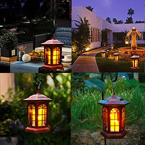 Solar Outdoor Waterproof Hanging Lantern, Garden Decorative Solar Lights PVC Upgrade 3 LED Flickering Flameless Candle Decorative Lights for Garden(Garden Candle)