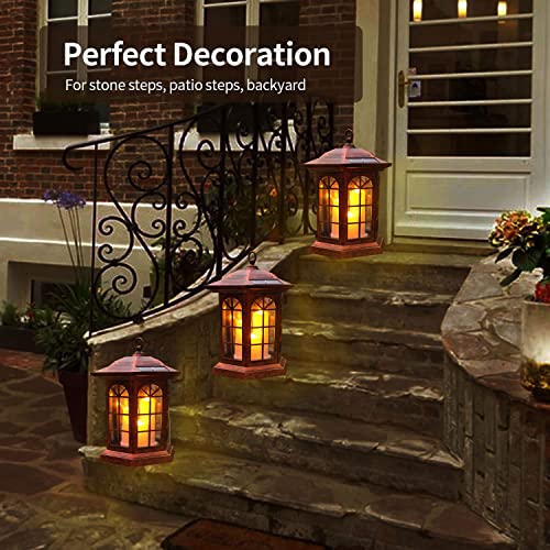 Solar Outdoor Waterproof Hanging Lantern, Garden Decorative Solar Lights PVC Upgrade 3 LED Flickering Flameless Candle Decorative Lights for Garden(Garden Candle)