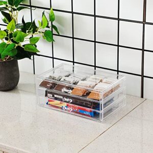 Cq acrylic Countertop Stackable Drawers Bathroom Cabinet Organizer Clear Organizing Bins For Cosmetics Organizer Jewelry Hair Accessories Nail Polish Lipstick Make up Marker Pen Medicine Storage