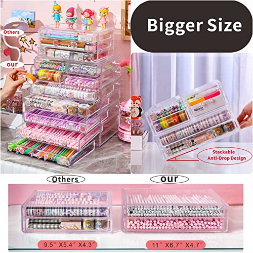 Cq acrylic Countertop Stackable Drawers Bathroom Cabinet Organizer Clear Organizing Bins For Cosmetics Organizer Jewelry Hair Accessories Nail Polish Lipstick Make up Marker Pen Medicine Storage