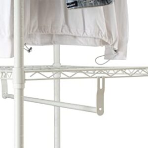 BechUbre 3-Tier Metal Hanging Storage Organizer Rack Wardrobe with Shelves, Extra Wide Clothes Rack Wire Shelving Garment Clothing Rack with Hanging Rods, White