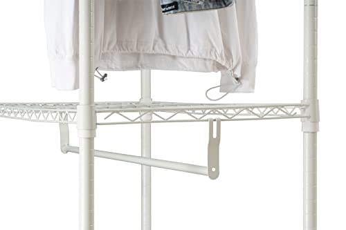 BechUbre 3-Tier Metal Hanging Storage Organizer Rack Wardrobe with Shelves, Extra Wide Clothes Rack Wire Shelving Garment Clothing Rack with Hanging Rods, White