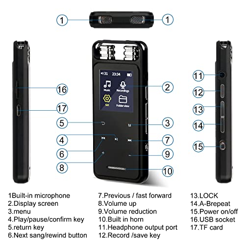 72GB Digital Voice Recorder Voice Activated Recorder with Playback - Upgraded Small Tape Recorder for Lectures, Meetings, Interviews, Mini Audio Recorder USB Charge, MP3