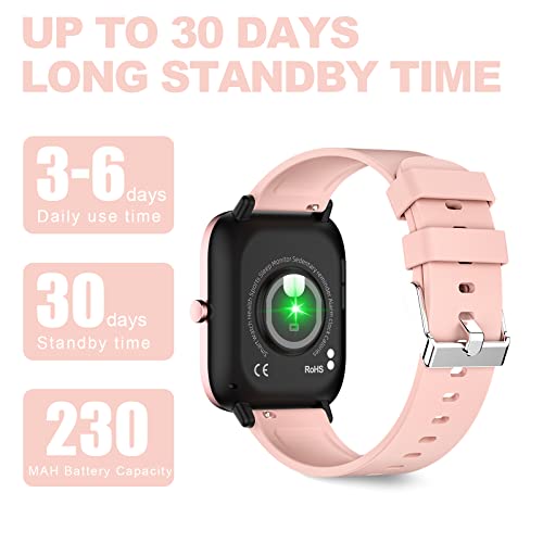 Smart Watch for Women(Answer/Calls) Fitness Tracher Smart Watch for Android and iPhone Compatible, Blood Oxygen Heart Rate Sleep Monitor Step, 1.7'' Full Touch TFT Screen Activity Tracker for Women