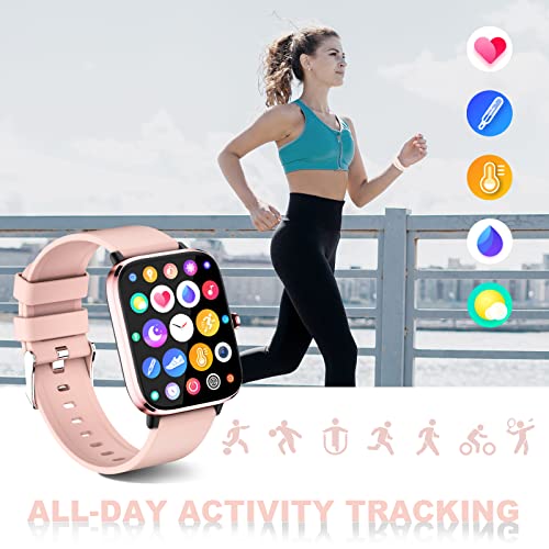 Smart Watch for Women(Answer/Calls) Fitness Tracher Smart Watch for Android and iPhone Compatible, Blood Oxygen Heart Rate Sleep Monitor Step, 1.7'' Full Touch TFT Screen Activity Tracker for Women