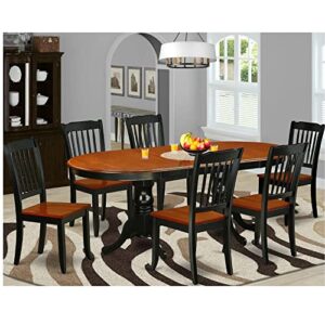 east west furniture plda7-bch-w plainville 7 piece set consist of an oval dining room table with butterfly leaf and 6 wood seat chairs, 42x78 inch, black & cherry