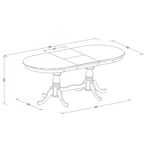 East West Furniture PLDA7-BCH-W Plainville 7 Piece Set Consist of an Oval Dining Room Table with Butterfly Leaf and 6 Wood Seat Chairs, 42x78 Inch, Black & Cherry