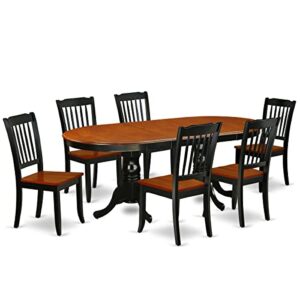 East West Furniture PLDA7-BCH-W Plainville 7 Piece Set Consist of an Oval Dining Room Table with Butterfly Leaf and 6 Wood Seat Chairs, 42x78 Inch, Black & Cherry