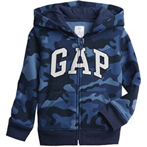 GAP baby boys Logo Zip Hoodie Hooded Sweatshirt, Blue Camo, 6-12 Months US