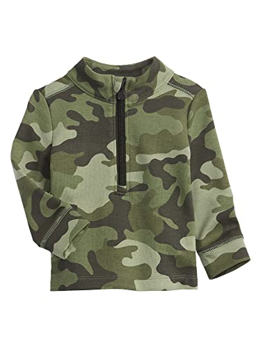 GAP baby boys Tech Mockneck Hooded Sweatshirt, Army Jacket Green, 3-6 Months US