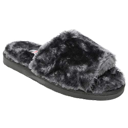 Minnetonka Women's Lolo Slipper Sandal, Charcoal, 8 W US