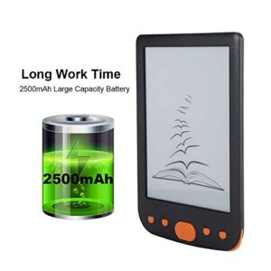 DOINGKING E-Book Reader, E-Ink Ink Screen E-Book Portable Splash Protection for Relaxing(Orange)