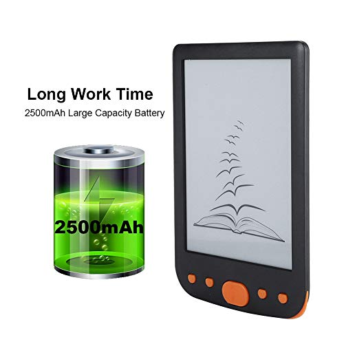 DOINGKING E-Book Reader, E-Ink Ink Screen E-Book Portable Splash Protection for Relaxing(Orange)