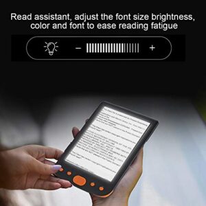 DOINGKING E-Book Reader, E-Ink Ink Screen E-Book Portable Splash Protection for Relaxing(Orange)