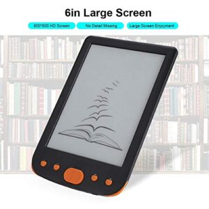 DOINGKING E-Book Reader, E-Ink Ink Screen E-Book Portable Splash Protection for Relaxing(Orange)